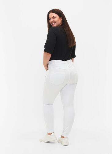 Zizzi Super slim Amy jeans med hög midja, White, Model image number 1