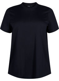 Enkel t-shirt i bomull med rund halsringning, Black