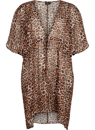 Zizzi Strandkimono med tryck, Leopard, Packshot image number 0