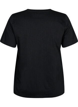 Zizzi Kortärmad enkel t-shirt med v-ringning, Black, Packshot image number 1