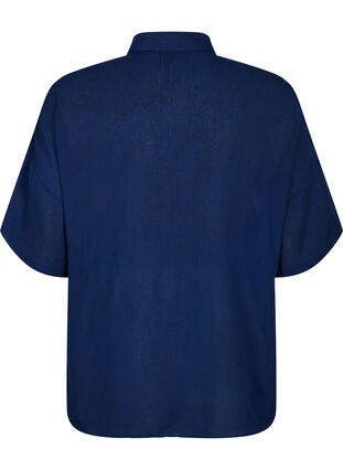 Zizzi Kortärmad viskosskjorta med krage, Medieval Blue, Packshot image number 1