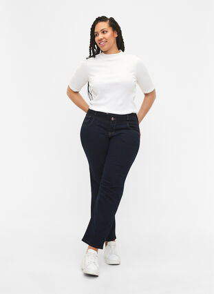 Zizzi Regular fit Gemma jeans med hög midja, Blue denim, Model image number 0