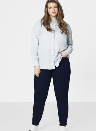 Zizzi Super slim Amy jeans med hög midja, Dark blue, Model image number 1