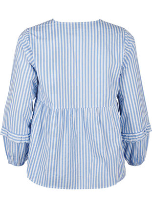 Zizzi Randig blus med öppen framsida och broderade detaljer, C. Blue White Stripe, Packshot image number 1
