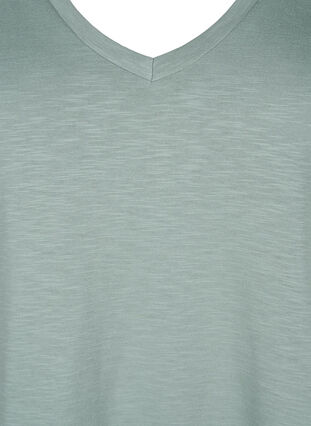 Zizzi Kortärmad enkel t-shirt med v-ringning, Chinois Green, Packshot image number 2