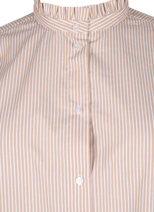 Zizzi Randig skjortblus med volanger, Silver Mink Stripe, Packshot image number 2