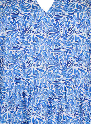 Zizzi FLASH - A-linjeformad klänning med tryck, White Blue AOP, Packshot image number 2
