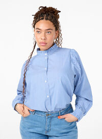 Randig skjortblus med volanger, Princess Blue W. St., Model