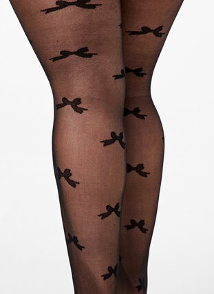 Zizzi  Tights i 30 denier med rosettmönster, Black, Model image number 2