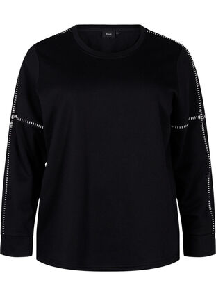 Zizzi Sweatshirt med kontrastsömmar, Black, Packshot image number 0