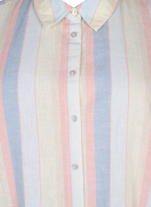 Zizzi Lång skjorta i bomullsblandning med linne, Multi Color Stripe, Packshot image number 2