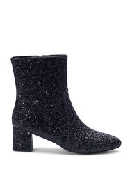 Wide fit - Ankelstövel med glitter, Black