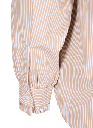 Zizzi Randig skjortblus med volanger, Silver Mink Stripe, Packshot image number 4