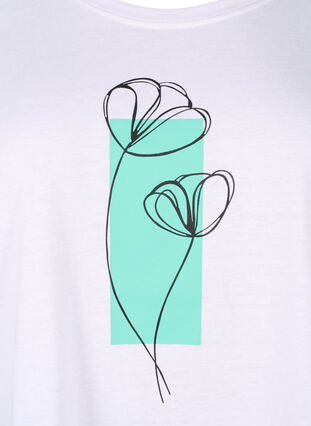 Zizzi T-shirt från FLASH med tryck, Bright White Flower, Packshot image number 2