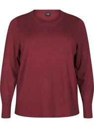 FLASH - Stickad blus med rund hals, Merlot Mel.