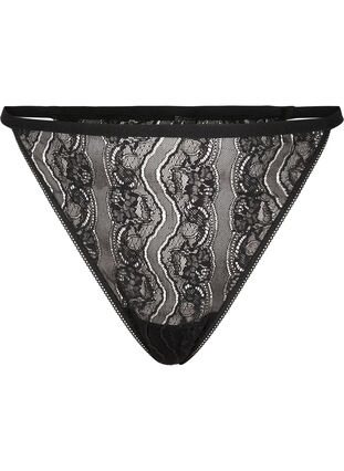 Zizzi G-string i spets med resår i midjan, Black, Packshot image number 0