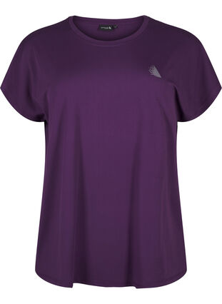 Zizzi Enfärgad tränings t-shirt, Purple Pennant, Packshot image number 0