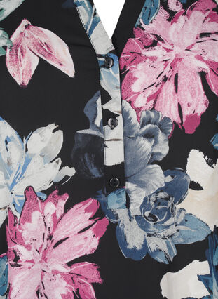 Zizzi Långärmad blus med blommigt tryck, Rose Flower AOP, Packshot image number 2