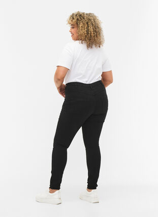 Zizzi Super slim Amy jeans med hög midja, Black, Model image number 1
