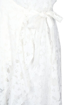 Zizzi Omlottklänning med spets och korta ärmar, Bright White, Packshot image number 3