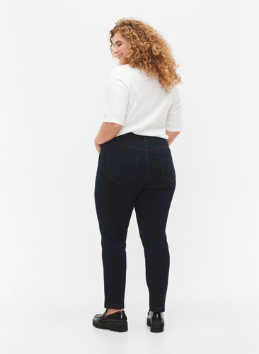 Zizzi Slim fit Emily jeans med normalhög midja, Unwashed, Model image number 1