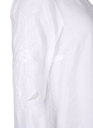 Zizzi Blus i TENCEL™ Modal med broderidetaljer, Bright White, Packshot image number 3