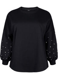 Sweatshirt med pärlor, Black