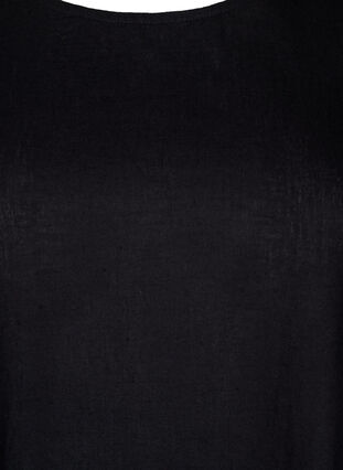 Zizzi Kortärmad blus i bomullsblandning med detaljer i linne och spets, Black, Packshot image number 2