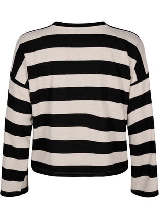 Zizzi Långärmad blus med ränder, Bl. Beige Mel.Stripe, Packshot image number 1