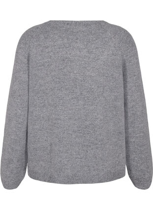 Zizzi Löst sittande stickad blus med rund hals, Medium Grey Melange, Packshot image number 1