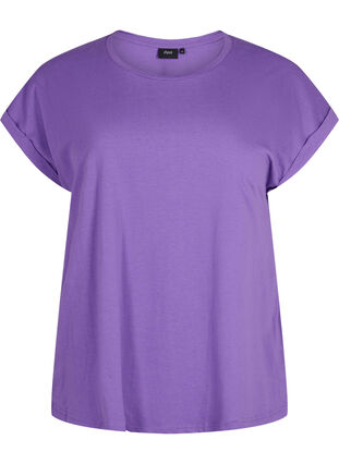 Zizzi Kortärmad t-shirt i bomullsmix, Deep Lavender, Packshot image number 0