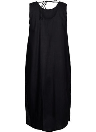 Zizzi Ärmlös klänning i bomulls- och linneblandning, Black, Packshot image number 1