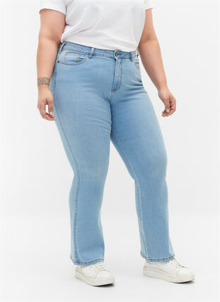 Zizzi Ellen bootcut jeans med hög midja, Ex Lgt Blue, Model image number 2