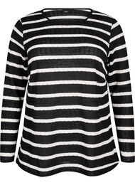 Blus med ränder och lång ärm, Black Sand Stripe