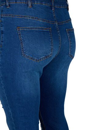 Zizzi Slim fit-jeans med nötta detaljer, Blue Denim, Packshot image number 3