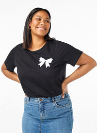 T-shirt i bomull med fluga, Black W. White, Model