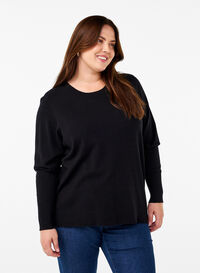 FLASH - Stickad blus med rund hals, Black, Model