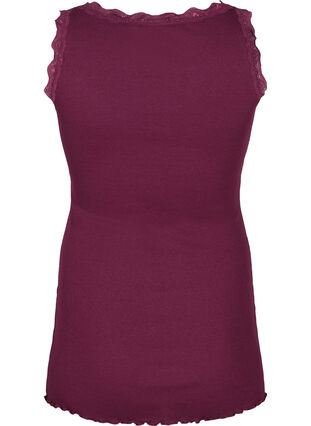 Zizzi Top with lace trim, Fig, Packshot image number 1