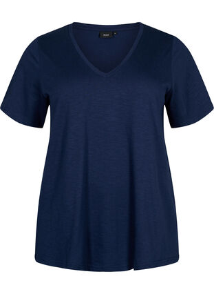 Zizzi V-ringad bas t-shirt med korta ärmar, Navy Blazer, Packshot image number 0