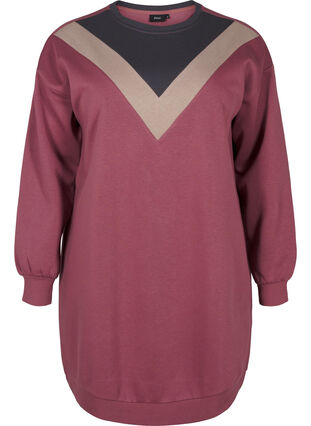 Zizzi Lång sweatshirt med färgblock, Rose B. Color Block, Packshot image number 0