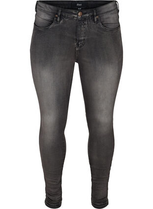 Zizzi Super slim Amy jeans med hög midja, Dark Grey Denim, Packshot image number 0