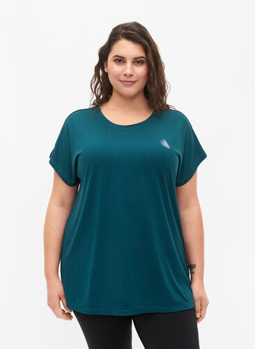 Zizzi Kortärmad t-shirt för träning, Deep Teal, Model image number 0