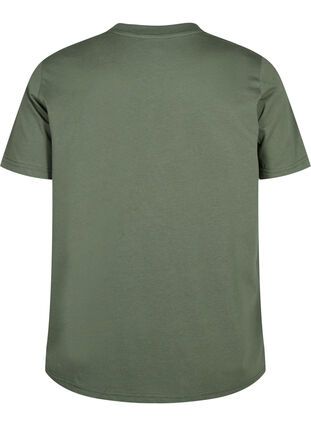 Zizzi Enkel t-shirt i bomull med rund halsringning, Thyme, Packshot image number 1