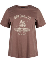 T-shirt i ekologisk bomull med tryck, Brown Wash W. Wisdom