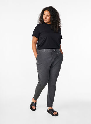 Zizzi Croppade Maddison byxor, Dark Grey Melange, Model image number 0