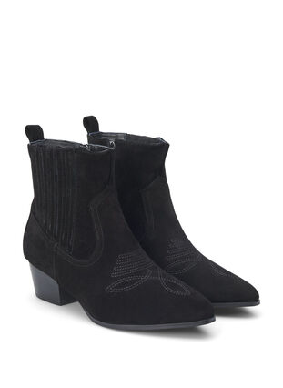 Zizzi Wide fit - Ankelboots i mocka, Black, Packshot image number 1