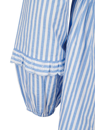 Zizzi Randig blus med öppen framsida och broderade detaljer, C. Blue White Stripe, Packshot image number 3