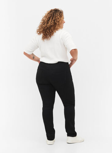 Zizzi Emily jeans med smal passform och normal midja, Black, Model image number 1