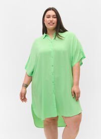 Lång skjorta i viskos med 2/4 ärmar, Summer Green, Model