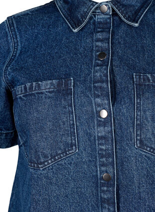 Zizzi Lång jeansskjorta med korta ärmar, Blue Denim, Packshot image number 2